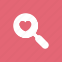find, heart, love, loving, magnifier, marriage, search 