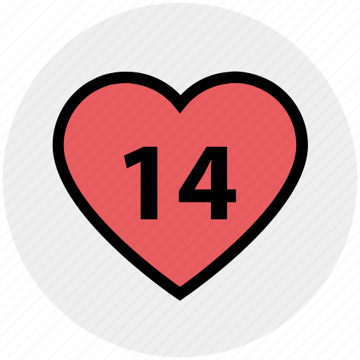 14 february, 14 years relation, date, day, heart, love, valentine day icon - Download on Iconfinder