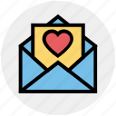 envelope, heart, invitation, invite, message, open, wedding