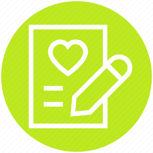Document, heart, list, love, paper, pencil, writing icon - Download on Iconfinder