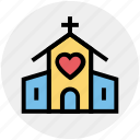 building, chapel, church, church with heart, heart, marriage, wedding
