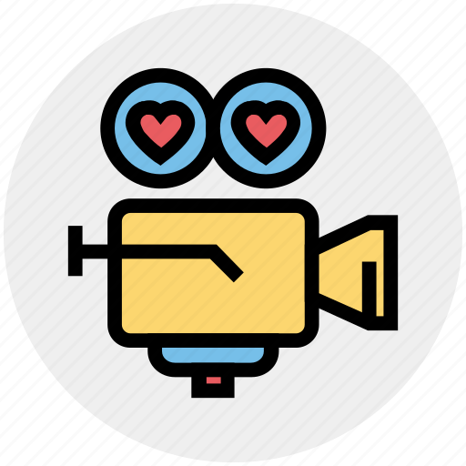 Camera, heart, movie, shooting camera, valentines, video, wedding icon - Download on Iconfinder