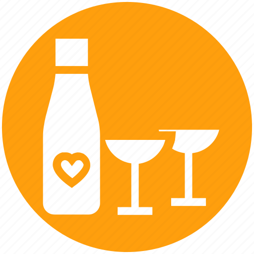 Alcoholic drink, beverage, bottle with heart, drink, glass, heart, wine icon - Download on Iconfinder