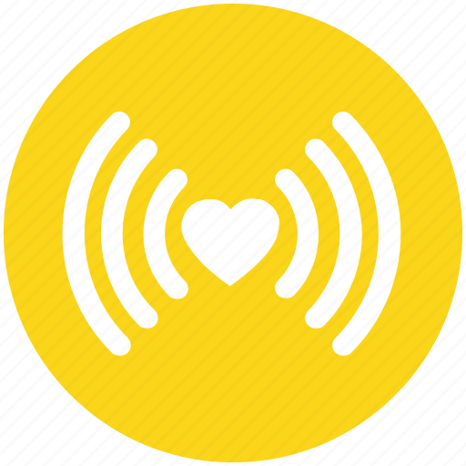 Heart signals, heart vibration, heart waves, heart wifi, heart with signals, heartbeat concept, love icon - Download on Iconfinder