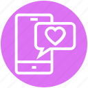 chat, heart, love, message, mobile, talk, valentine