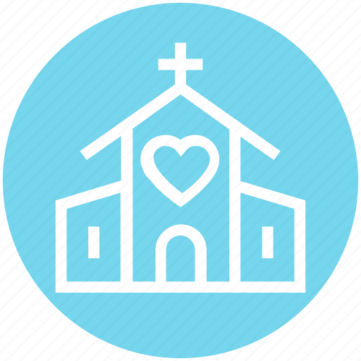 Building, chapel, church, church with heart, heart, marriage, wedding icon - Download on Iconfinder