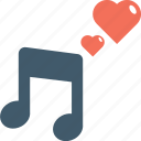 heart, music note, quaver, romantic music, romantic song 