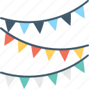 buntings, party decoration, party flags, pennants, small flags