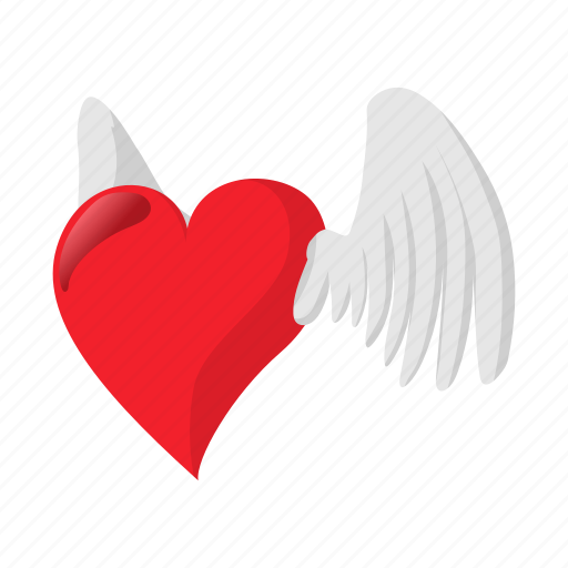 Cartoon, heart, love, red, romantic, valentine, wing icon - Download on Iconfinder
