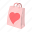 bag, cartoon, gift, heart, paper, red, valentine 