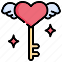 key, love, heart, romance, valentines
