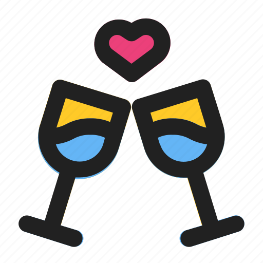 Cheers, glass, heart, love, romance, valentine, wine icon - Download on Iconfinder