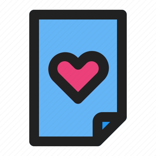 Document, favorite, file, heart, love, romance, valentine icon - Download on Iconfinder