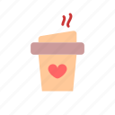 coffee, color, cup, heart, love, romance, valentine