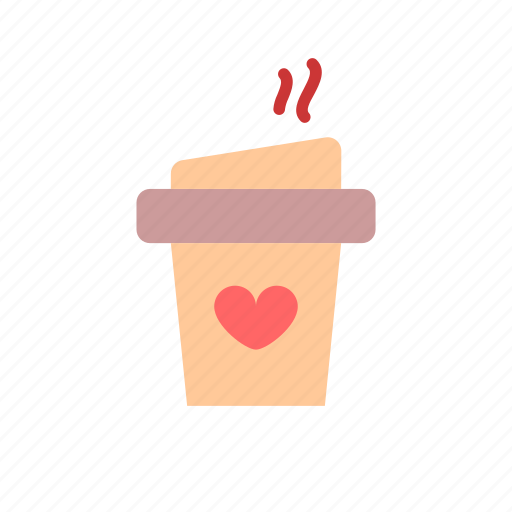 Coffee, color, cup, heart, love, romance, valentine icon - Download on Iconfinder