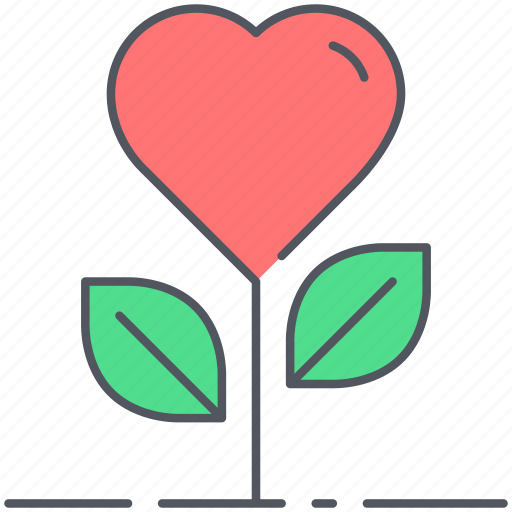 Flower, heart, floral, growth, love, romance, valentines icon - Download on Iconfinder