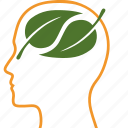 brain, green, leaf, leaves, nature, person, think