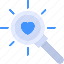 search, magnifying, glass, love, heart, find