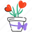 growing love, gift pot, valentine plant, flower pot, love plant 