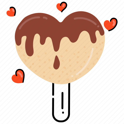 Heart popsicle, chocolate popsicle, dessert, ice cream, freeze pop sticker - Download on Iconfinder