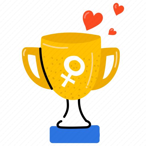 Woman victory, winner cup, woman achievement, prize, reward sticker - Download on Iconfinder