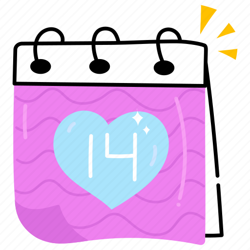 Calendar, valentine date, love date, romantic day, valentine day sticker - Download on Iconfinder