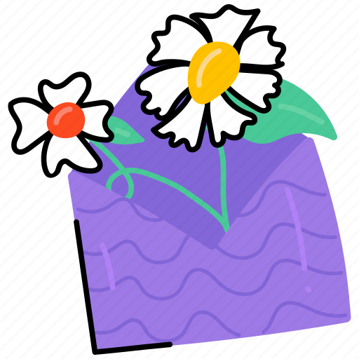 Flower envelope, friendship letter, envelope, mail, invitation sticker - Download on Iconfinder