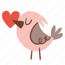 bird, heart, love, message, cute