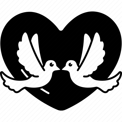 Birds, two, with, heart, love, valentine, wedding icon - Download on Iconfinder