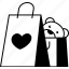 bag, shopping, heart, love, valentine, wedding, romantic, cute 