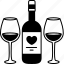 wine, heart, with, glass, love, valentine, wedding, romantic, cute 