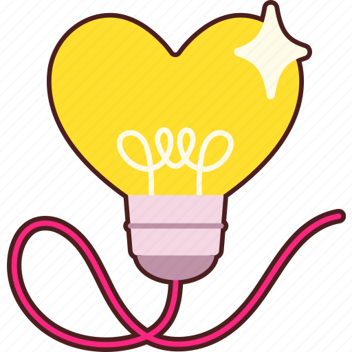 Light, bulb, heart, love, valentine, wedding, sticker sticker - Download on Iconfinder