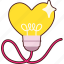 light, bulb, heart, love, valentine, wedding, sticker, cute 