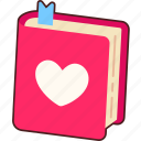 book, heart, love, valentine, wedding, sticker, cute