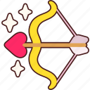 bow, arrow, heart, love, valentine, wedding, sticker, cute