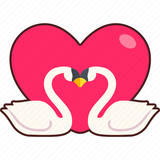 Swan, two, heart, sign, love, valentine, wedding sticker - Download on Iconfinder