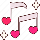two, music, notes, heart, love, valentine, wedding, sticker, cute