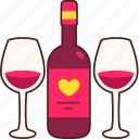 wine, heart, with, glass