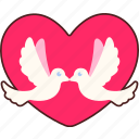 birds, two, with, heart, love, valentine, wedding, sticker, cute