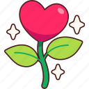 flower, plant, heart, love, valentine, wedding, sticker, cute