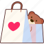 bag, shopping, heart, love, valentine, wedding, sticker, cute 