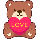 heart, bear, love, valentine, wedding, sticker, cute