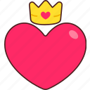 heart, crown, love, valentine, wedding, sticker, cute