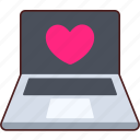 laptop, notebook, heart, love, valentine, wedding, sticker, cute