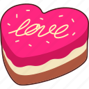 cake, heart, love, valentine, wedding, sticker, cute