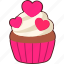 cup, cake, heart, love, valentine, wedding, sticker, cute 
