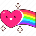 heart, rainbow, flying, love, valentine, wedding, sticker, cute