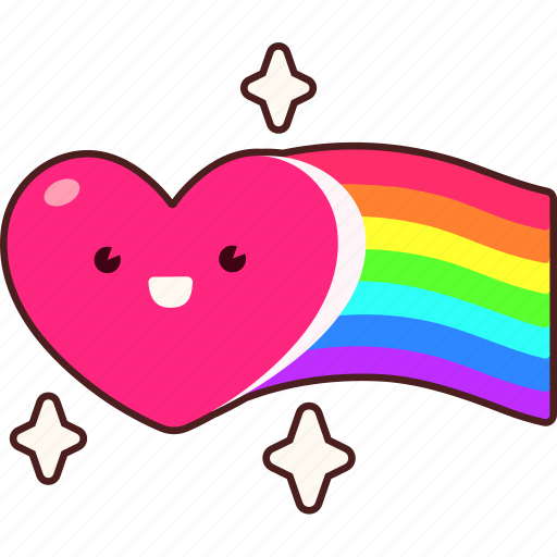 Heart, rainbow, flying, love, valentine, wedding, sticker sticker - Download on Iconfinder