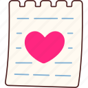 heart, on, paper, note, love, valentine, wedding, sticker, cute