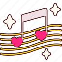 music, notes, heart, love, valentine, wedding, sticker, cute